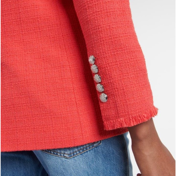 Veronica Beard Nayeli Fringe Dickey Jacket Long Line Watermelon Size 2 - Picture 4 of 16